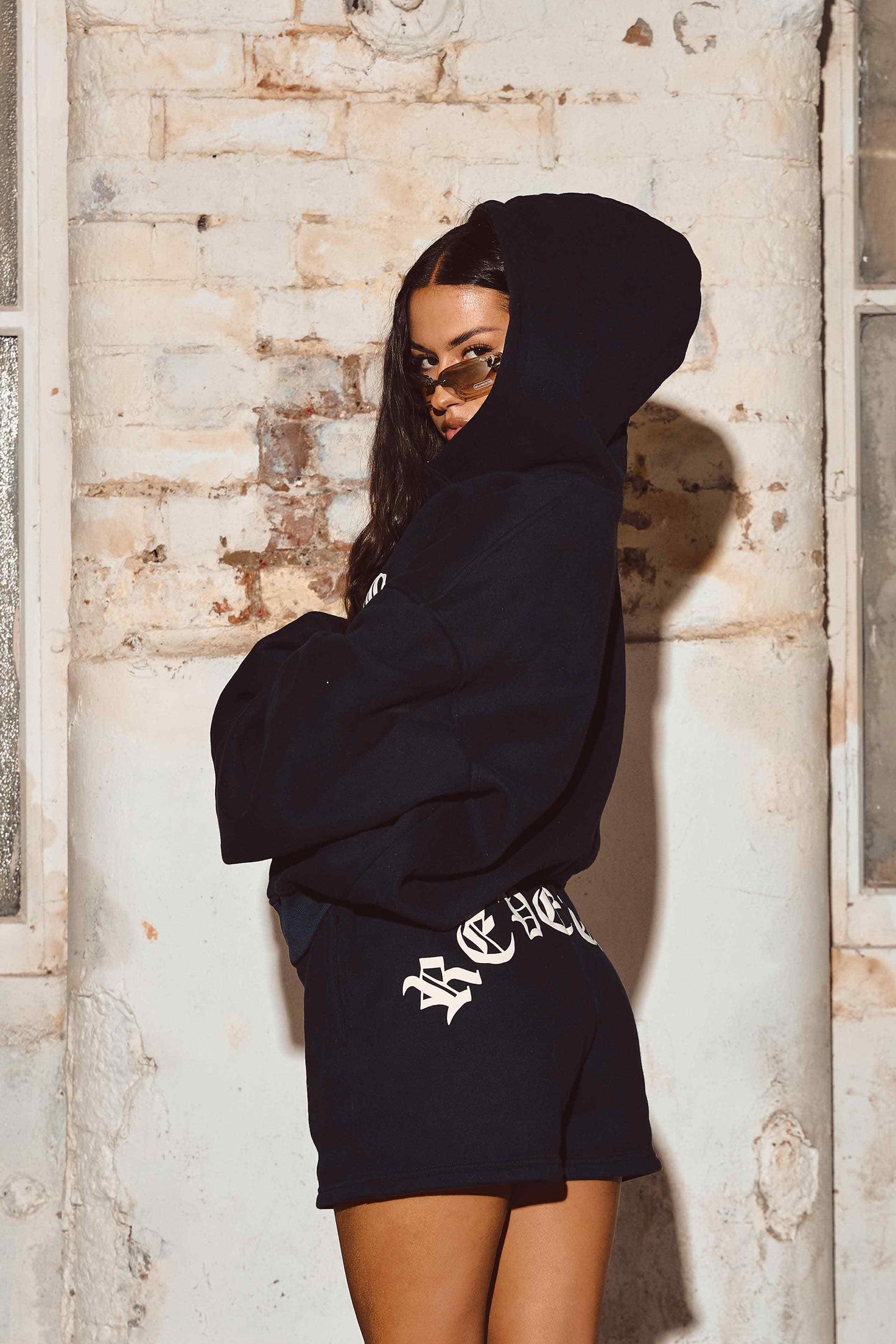 Navy Oversized Logo Zip Hoodie