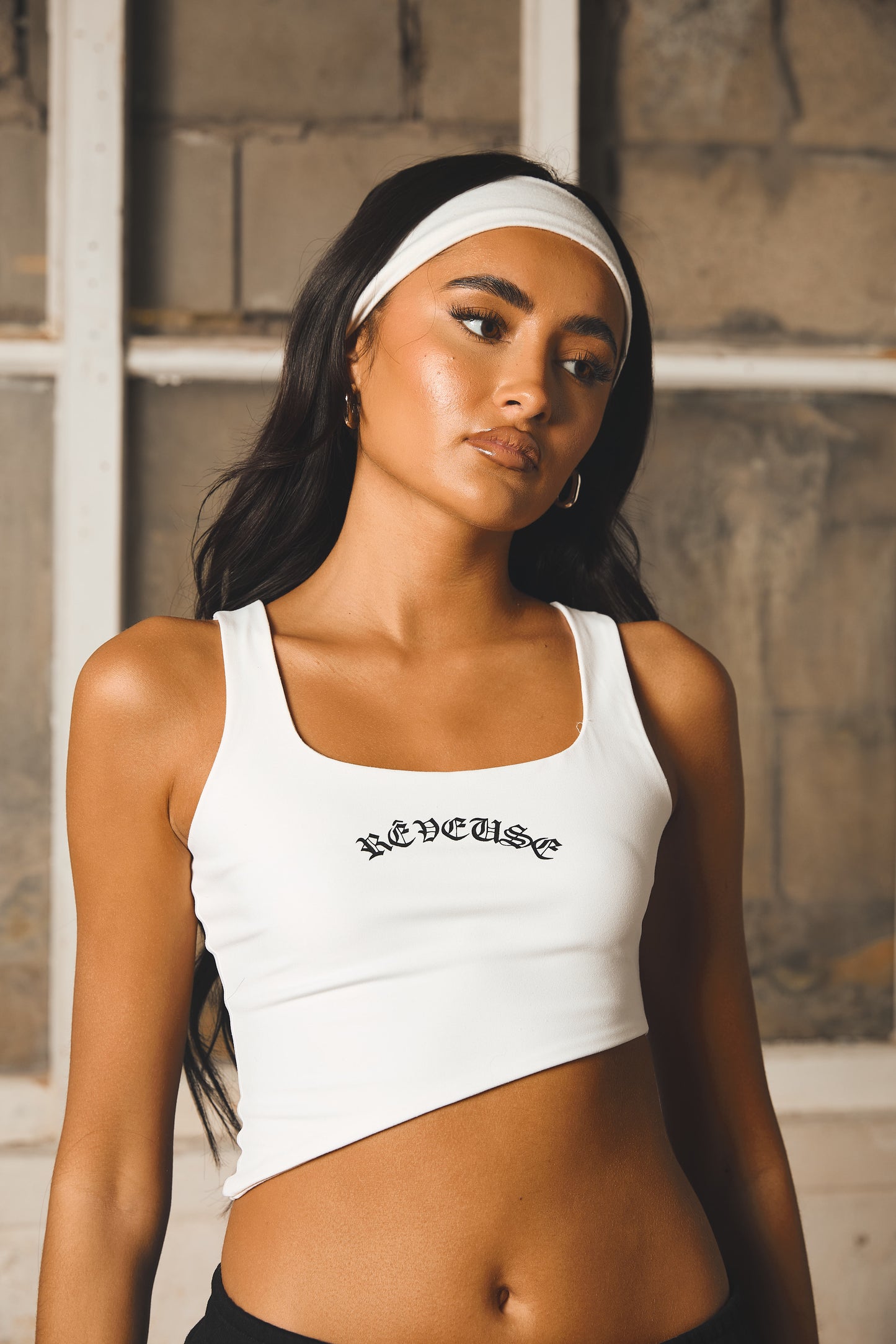 Second Skin White Asymmetric Crop